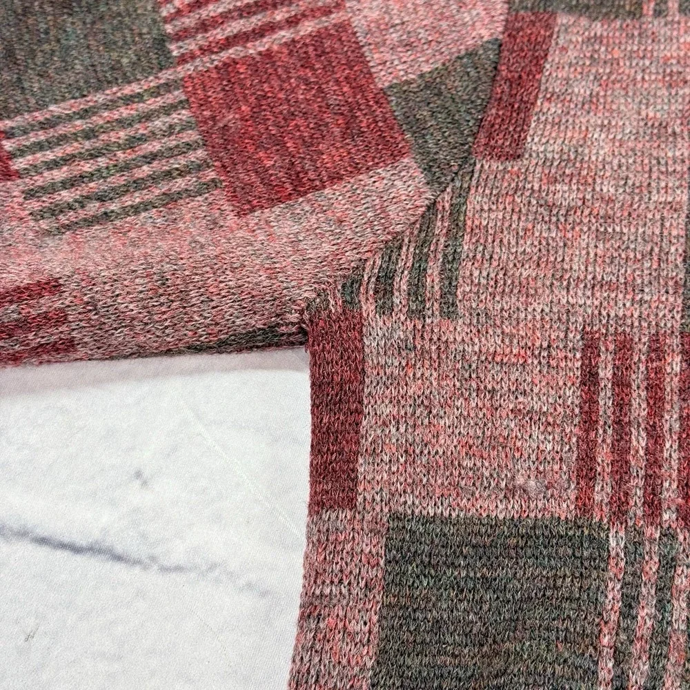 Vintage 80s Jantzen Wool‎ Blend Sweater Men's M Red V Neck Geometric USA Dad